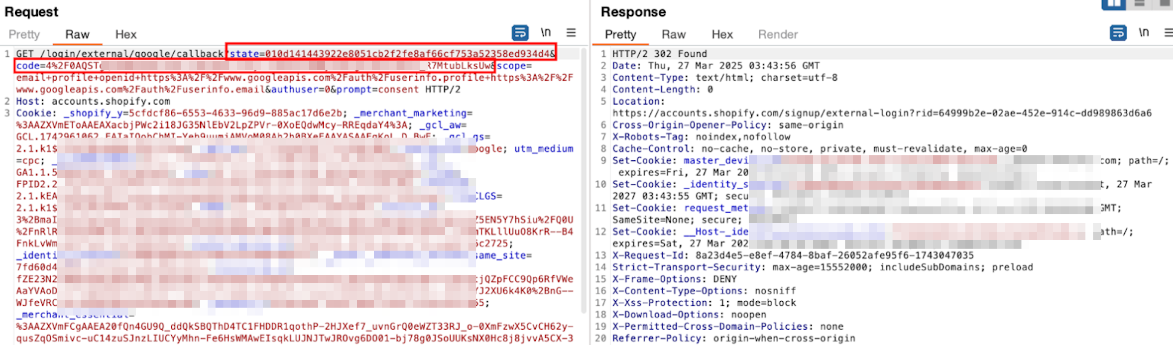 Callback Request from Google to Shopify