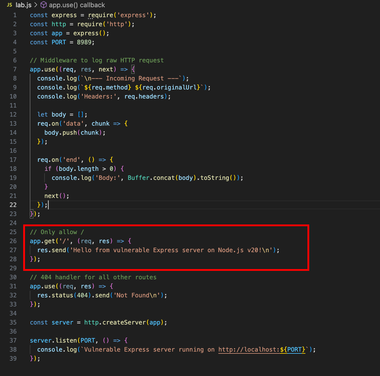 Lab Server JS Code