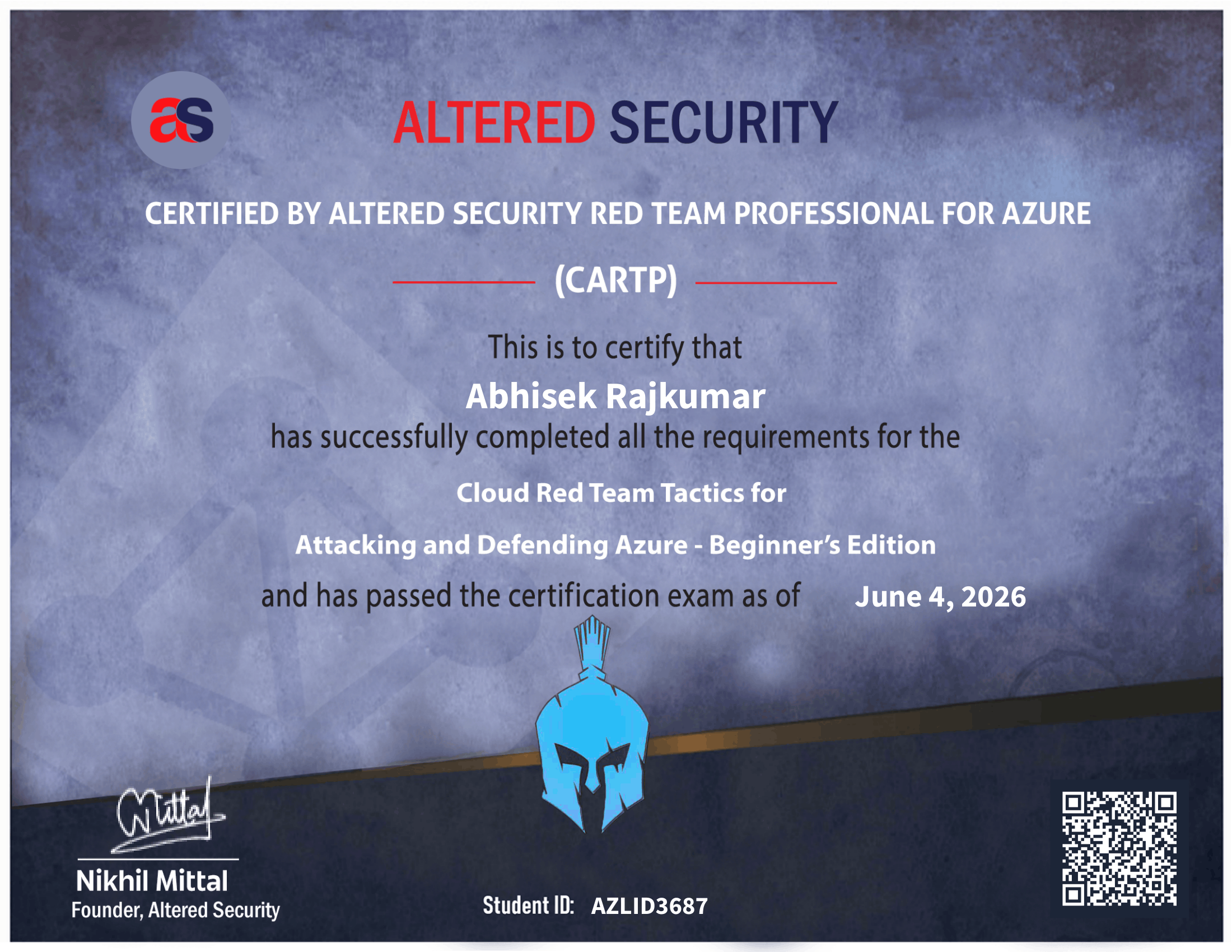CARTP Certificate
